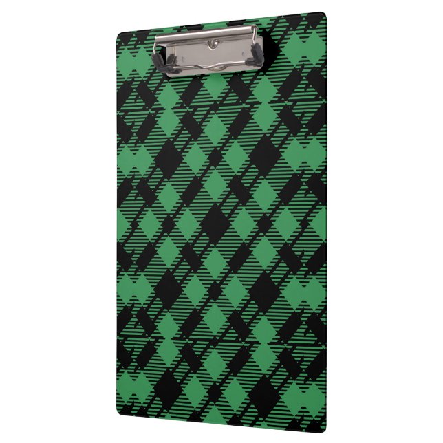 Classic Holiday Green Checkered Pattern  Clipboard (Left)