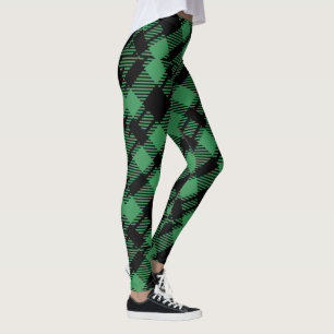 Classic Holiday Green Checkered Pattern Leggings