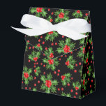 Classic Holiday Green Holly Red Berries Pattern Favor Boxes<br><div class="desc">Contemporary classic Christmas holiday season Holly berries and leaves pattern. Available on products such as wrapping and tissue paper, return address labels, gift tags, bags and favor boxes, stickers and ribbons.</div>