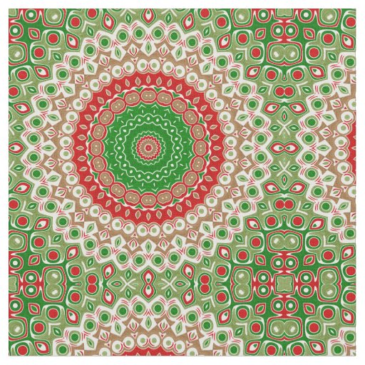 Classic Holiday Mandala in Red, Green, and Gold Fabric