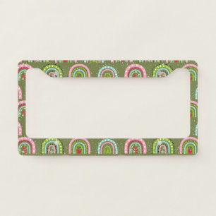 Classic Holiday Pattern- Colorful Rainbow License Plate Frame