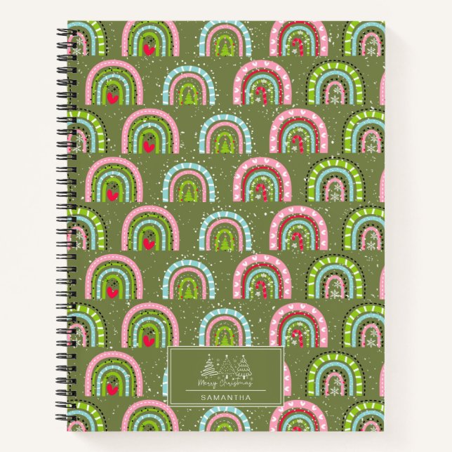 Classic Holiday Pattern- Colorful Rainbow Notebook (Front)