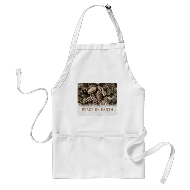 Classic Holiday Pine Cone Peace On Earth Adult Apron (Front)