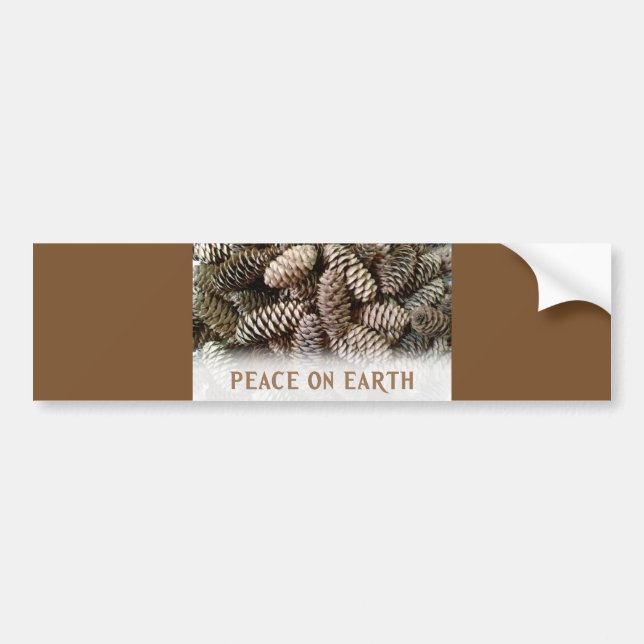 Classic Holiday Pine Cone Peace On Earth Bumper Sticker (Front)