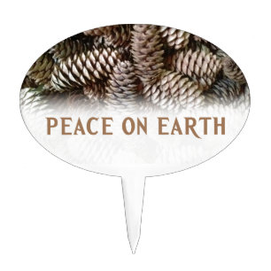 Classic Holiday Pine Cone Peace On Earth Cake Topper