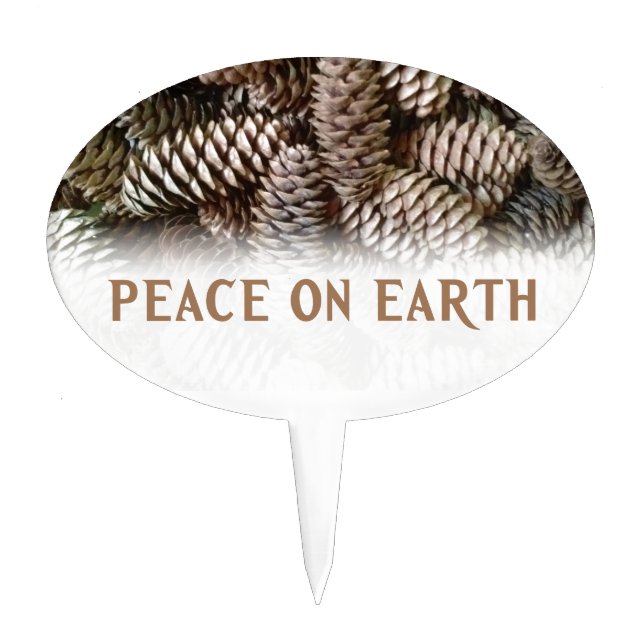 Classic Holiday Pine Cone Peace On Earth Cake Topper (Front)
