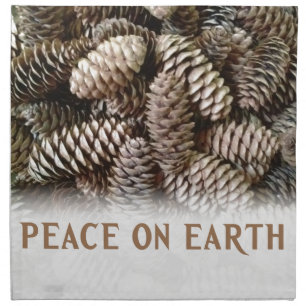 Classic Holiday Pine Cone Peace On Earth Cloth Napkin