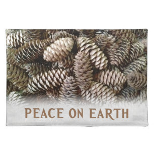 Classic Holiday Pine Cone Peace On Earth Placemat