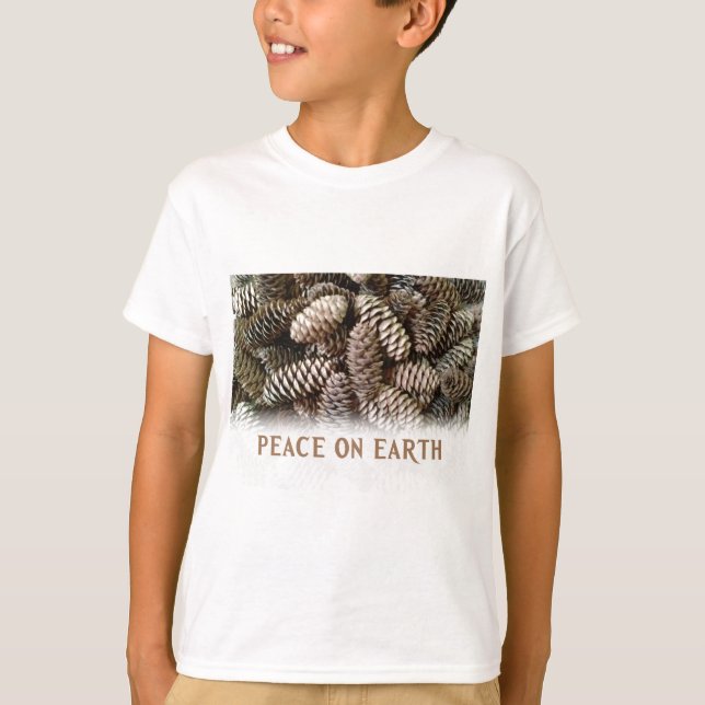 Classic Holiday Pine Cone Peace On Earth T-Shirt (Front)