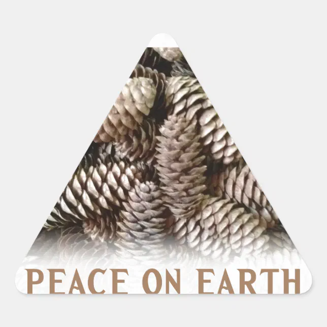 Triangular Peace Classic Holiday Pine Cone Peace On Earth Triangle Sticker | Zazzle