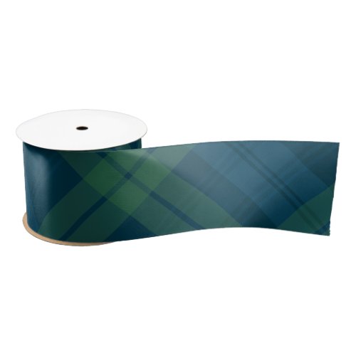 Classic holiday plaid bold navy green tartan satin ribbon