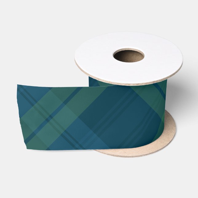 Classic holiday plaid bold navy green tartan satin ribbon (Spool)