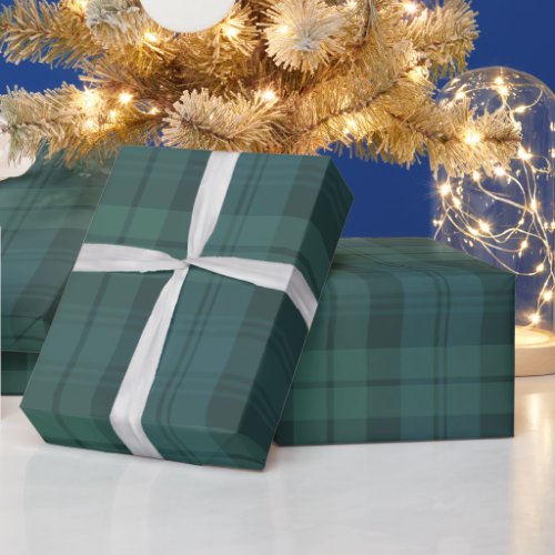 Classic holiday plaid bold navy green tartan wrapping paper