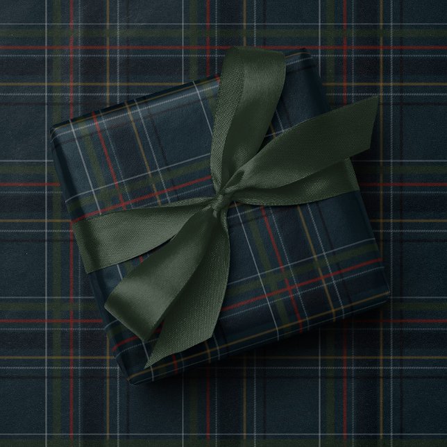 Classic holiday plaid stylish navy Christmas Wrapping Paper (Creator Uploaded)