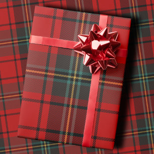 Classic Holiday Plaid Stylish Red Christmas Wrapping Paper