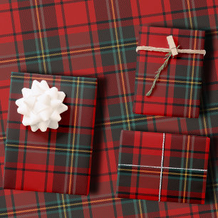Classic Holiday Plaid Stylish Red Christmas Wrapping Paper Sheets