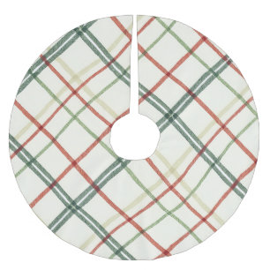 Classic Holiday Red & Green Plaid Christmas Brushed Polyester Tree Skirt