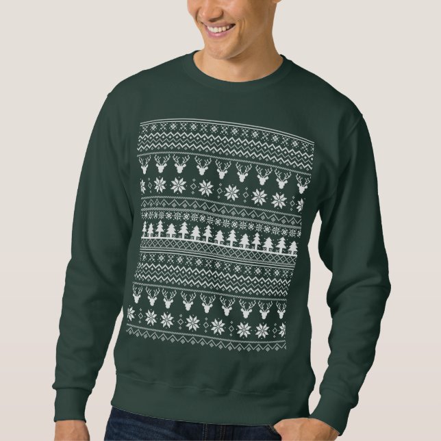 Classic Holiday Reindeer Christmas Sweater Pattern (Front)