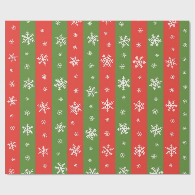 Classic Holiday Stripes – Red & Green Christmas Wrapping Paper (Flat)