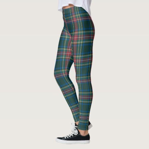 Classic Holiday Tartan Plaid Black Red Green Leggings