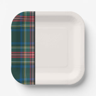 Classic Holiday Tartan Plaid Festive Two Tone Pape Paper Plates