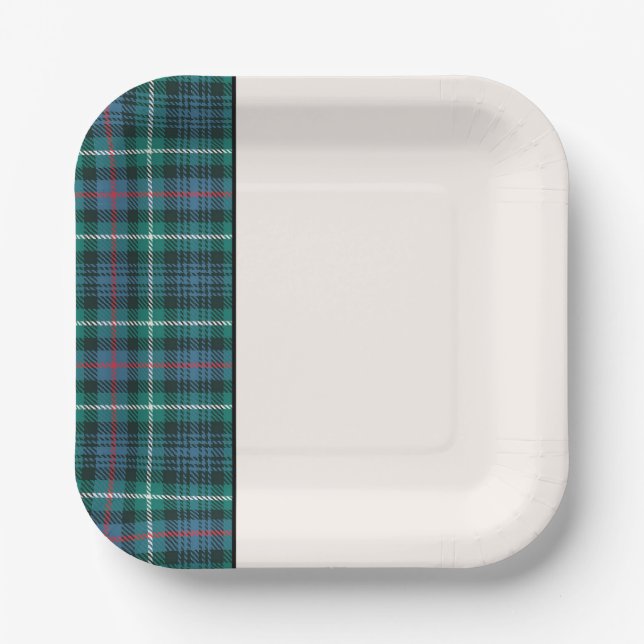 Classic Holiday Tartan Plaid Festive Two Tone Paper Plates (Front)