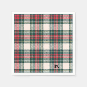 Classic Holiday Tartan Plaid Initials Festive Napkins