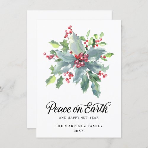 Classic Holly and Berry 2022 Christmas Greeting Ho Holiday Card