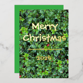 Classic Holly Berry Greenery Red Berries Card