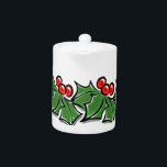 Classic Holly greenery red holly berries Teapot<br><div class="desc">A festive and colorful holly sprig design to add some cheer to your winter season.</div>