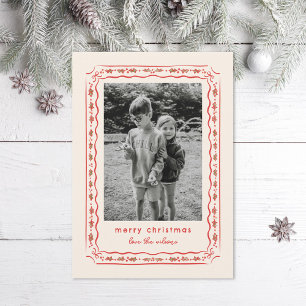 Classic Holly Painted Frame Photo Holiday Card