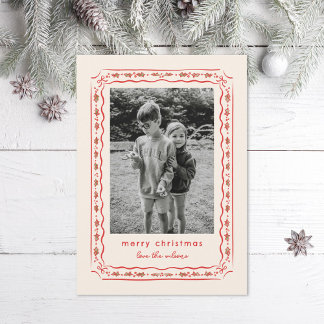 Classic Holly Painted Frame Photo Holiday Card