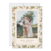 Classic Holly Pattern Christmas Holiday Photo Card