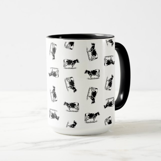 Classic Holstein Cows Art CUSTOM BACKGROUND COLOR Mug (Front Right)
