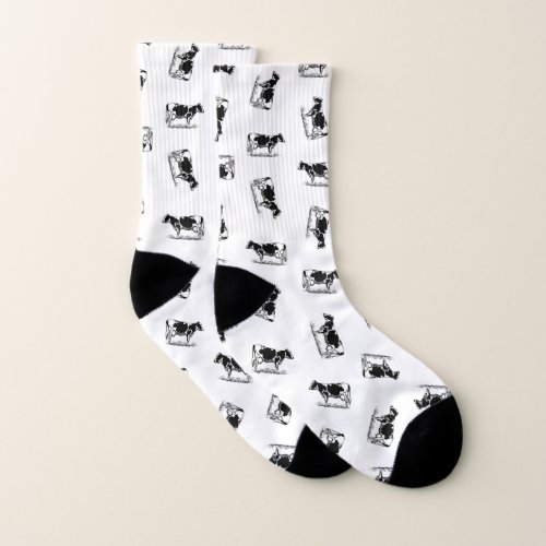 Classic Holstein Cows Art CUSTOM BACKGROUND COLOR Socks