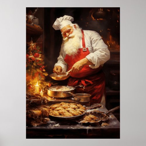 Classic home decor wall art Santa baking cookies