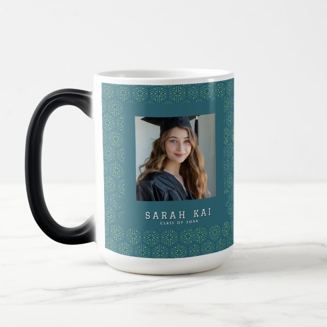 Classic Honeycomb Print Graduation Keepsake Color Morph Mug (Left)