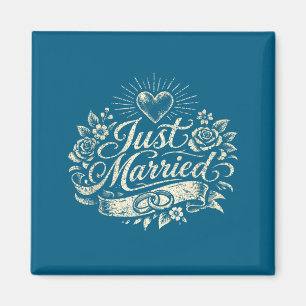Classic honeymoon just married newlywed couple  magnet