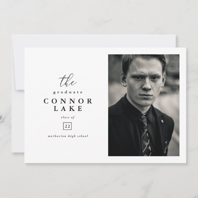 Classic Horizontal Graduation Photo  Announcement (Front)