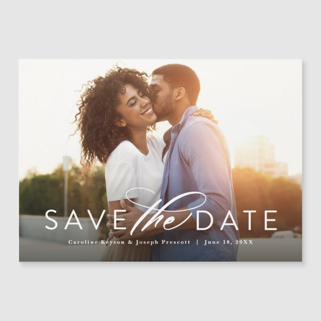 Classic horizontal one-photo save the date magnet (Front)
