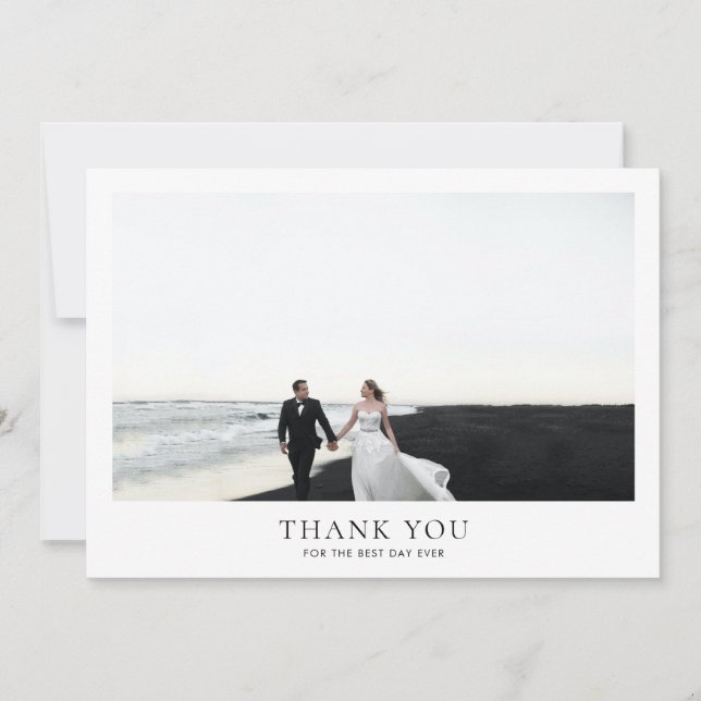 Classic Horizontal Romantic Photo Wedding Thank You Card (Front)