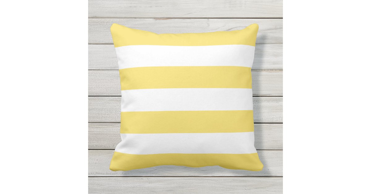 Classic Horizontal Stripes Yellow And White Outdoor Pillow