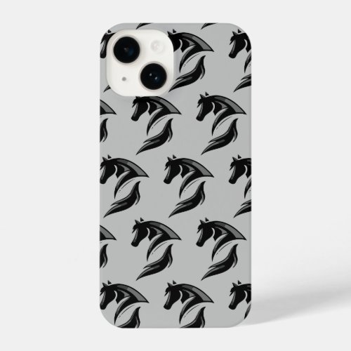 Classic Horse Black Silhouette Pattern iPhone 14 Case