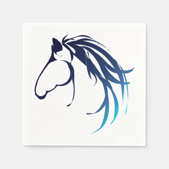 Classic Horse Head Logo in Blue Napkins (Front)