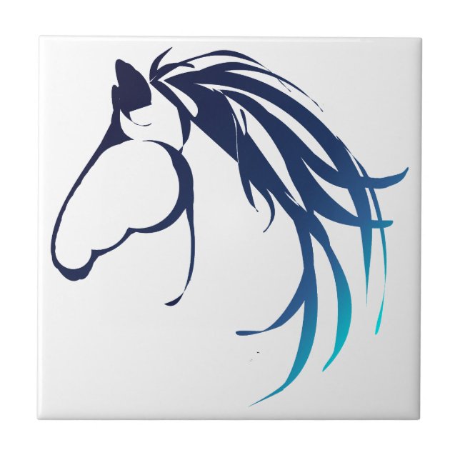 Classic Horse Head Logo in Blue Tile (Front)