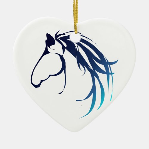 Classic Horse Head Logo in Blues Ceramic Ornament