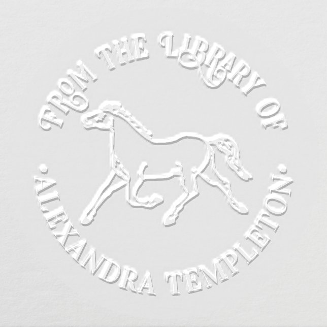 Classic Horse Running Library Book Name Embosser (Design)