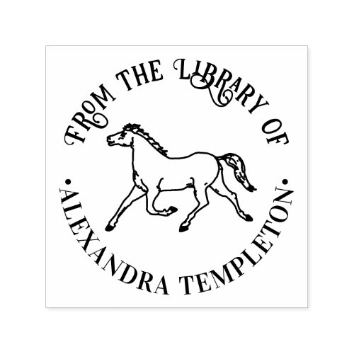 Classic Horse Running Library Book Name Self_inking Stamp