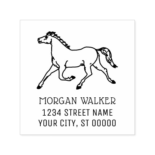 Classic Horse Running Return Address  Self_inking Stamp