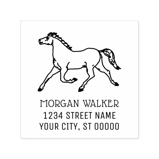 Classic Horse Running Return Address  Self-inking Stamp (Design)